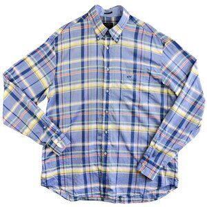 Paul & Shark  Plaid Cotton Button‑Down Shirt Blue Multi‑Color Italian Casual 43